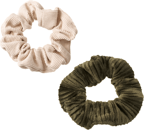 Scrunchies Kord recycelt, Creme, Grün, 2 St ebelin