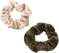 Scrunchies Kord recycelt, Creme, Grün, 2 St ebelin