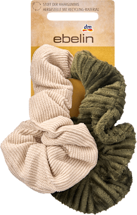 Scrunchies Kord recycelt, Creme, Grün, 2 St ebelin