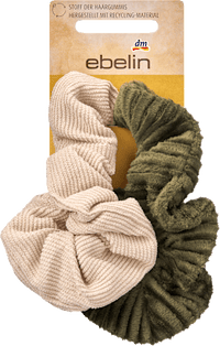 Scrunchies Kord recycelt, Creme, Grün, 2 St ebelin