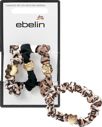 ebelin Scrunchies Leo-Muster mit Applikationen, 3 St