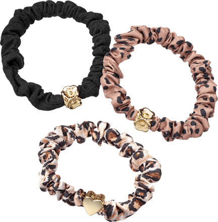 Scrunchies Leo-Muster mit Applikationen, 3 St