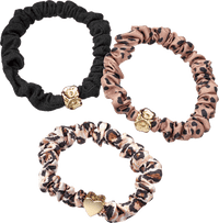 Scrunchies Leo-Muster mit Applikationen, 3 St