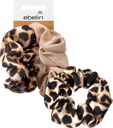 Scrunchies leo print, beige, 2 stuks