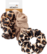 Scrunchies leo print, beige, 2 stuks
