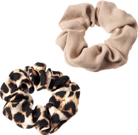 Scrunchies leo print, beige, 2 stuks