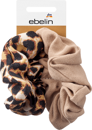 Scrunchies leo print, beige, 2 stuks