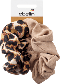 Scrunchies leo print, beige, 2 stuks
