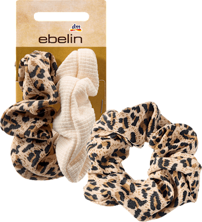 Scrunchies, luipaardprint, wit, 2 stuks