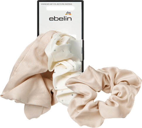 ebelin Scrunchies mit Glitzer, creme/beige, 2 St
