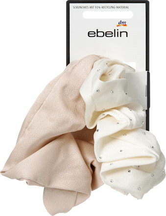Scrunchies mit Glitzer, creme/beige, 2 St
