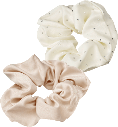 ebelin Scrunchies mit Glitzer, creme/beige, 2 St