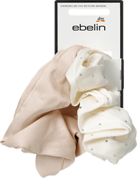 ebelin Scrunchies mit Glitzer, creme/beige, 2 St