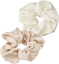 Scrunchies mit Glitzer, creme/beige, 2 St