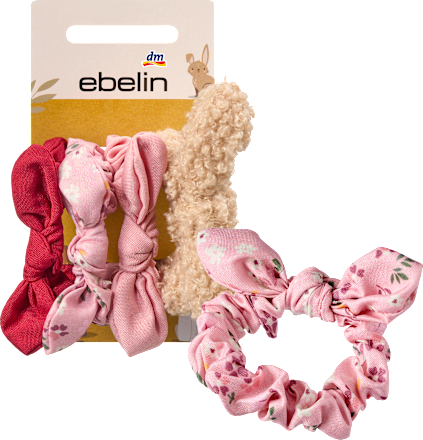 Scrunchies mit Schleifen, Rot, Rosa, 4 St ebelin