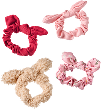 Scrunchies mit Schleifen, Rot, Rosa, 4 St ebelin