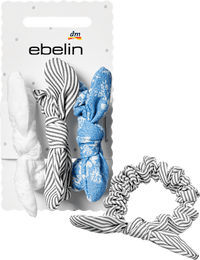 Scrunchies mit Schleifen, weiß/blau/grau, 3 St