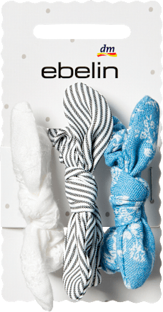 Scrunchies mit Schleifen, weiß/blau/grau, 3 St