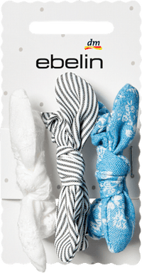 Scrunchies mit Schleifen, weiß/blau/grau, 3 St