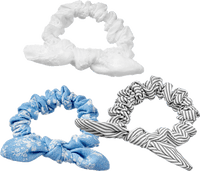 Scrunchies mit Schleifen, weiß/blau/grau, 3 St