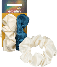 Scrunchies recycelt, blau/creme, 2 St ebelin