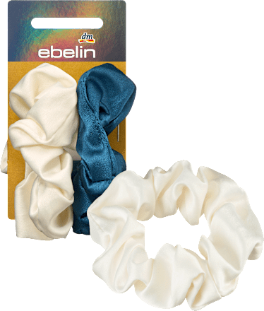 Scrunchies recycelt, blau/creme, 2 St ebelin