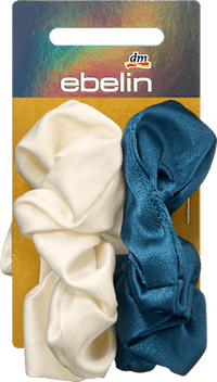 Scrunchies recycelt, blau/creme, 2 St ebelin