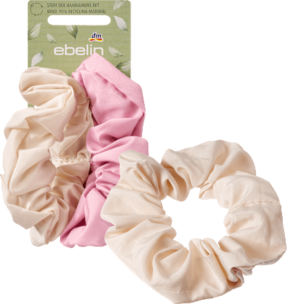 Scrunchies gerecycled wit &amp; roze, 2 stuks