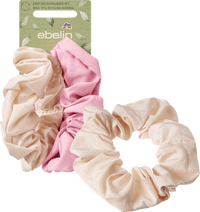 Scrunchies gerecycled wit &amp; roze, 2 stuks