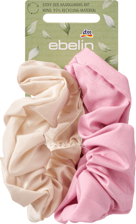 Scrunchies gerecycled wit &amp; roze, 2 stuks
