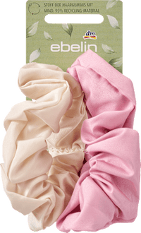 Scrunchies gerecycled wit &amp; roze, 2 stuks