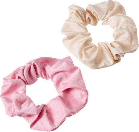 Scrunchies gerecycled wit &amp; roze, 2 stuks