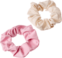 Scrunchies gerecycled wit &amp; roze, 2 stuks