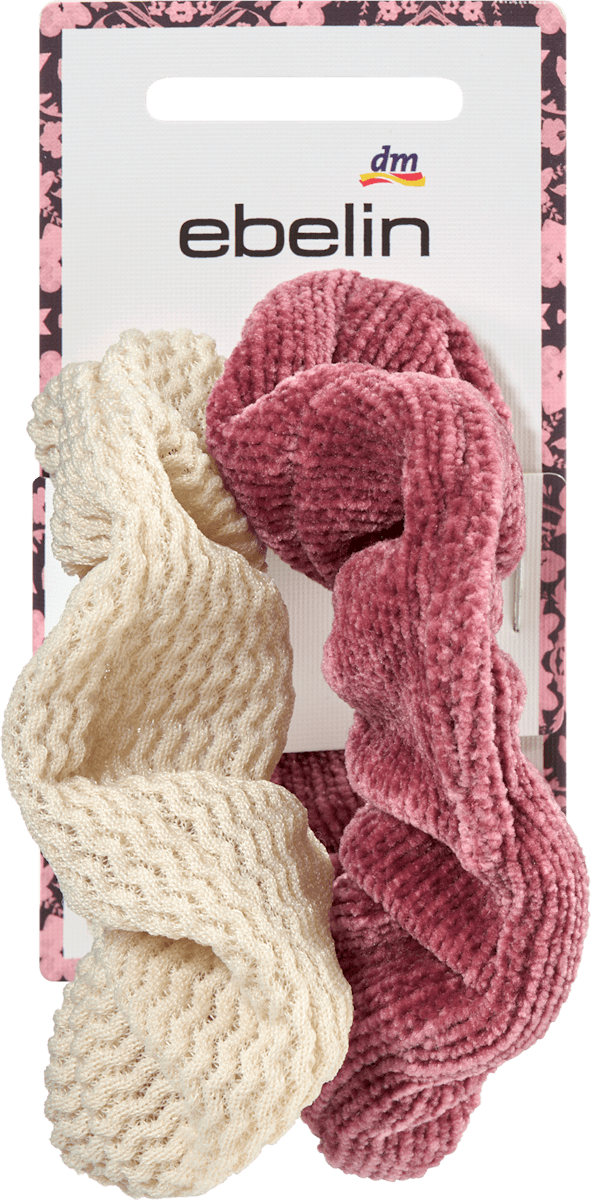 Scrunchies Samt, beige, rosa, 2 St