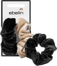 Scrunchies Samt-Optik, beige/schwarz, 2 St