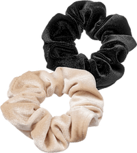 Scrunchies Samt-Optik, beige/schwarz, 2 St