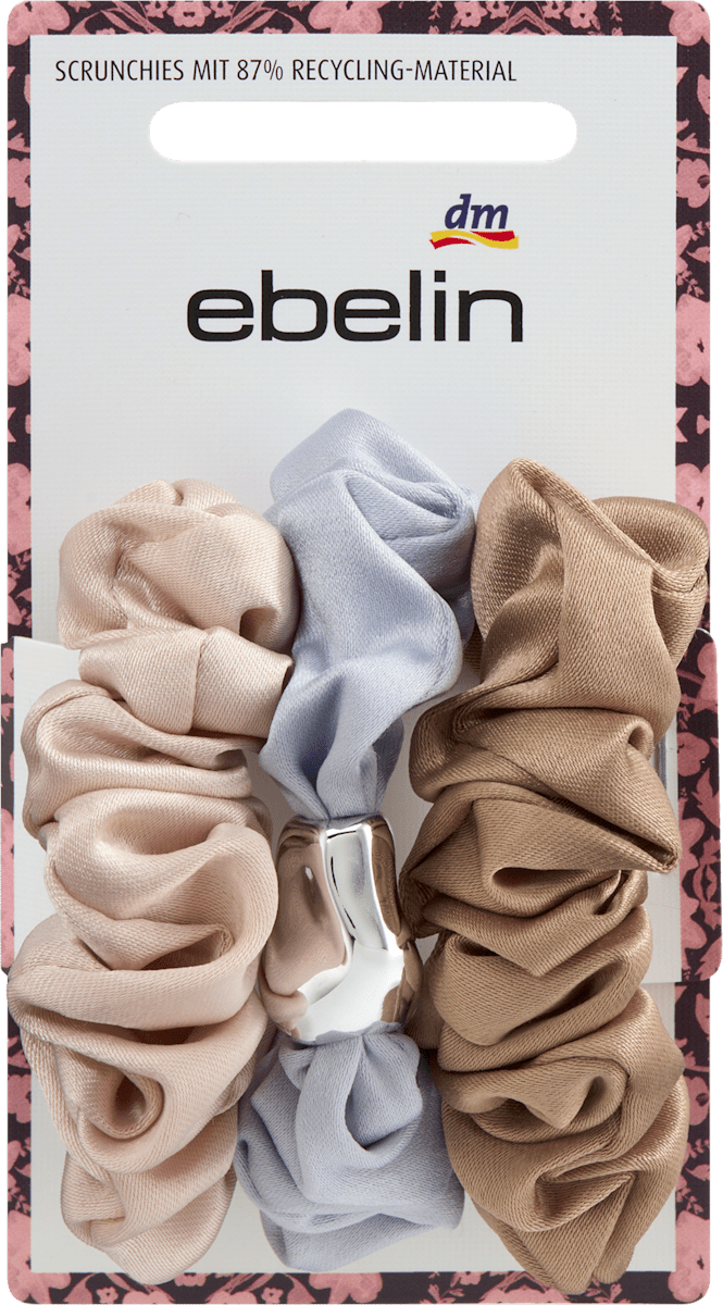 ebelin Scrunchies Satin, beige, rosa, grau, 3 St