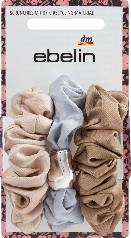 ebelin Scrunchies Satin, beige, rosa, grau, 3 St