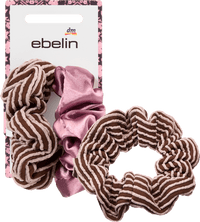 Scrunchies Satin lila & gestreift/braun, 2 St