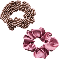 Scrunchies Satin lila & gestreift/braun, 2 St