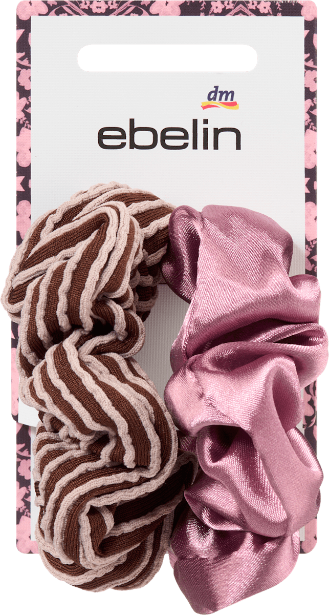 Scrunchies Satin lila & gestreift/braun, 2 St