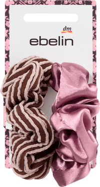 Scrunchies Satin lila & gestreift/braun, 2 St
