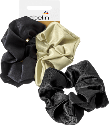 Scrunchies satijnlook zwart, groen, 2 stuks
