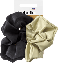 Scrunchies satijnlook zwart, groen, 2 stuks