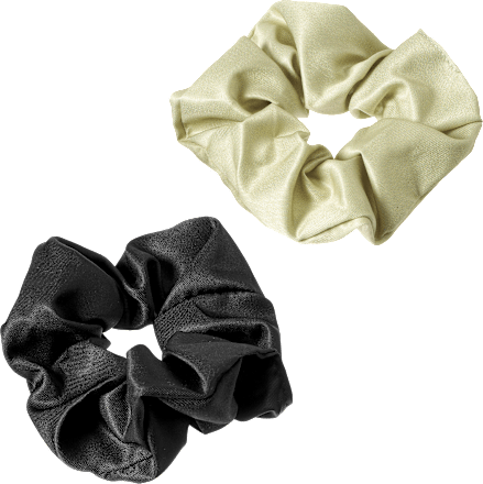 Scrunchies satijnlook zwart, groen, 2 stuks