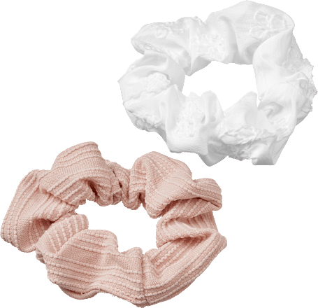 ebelin Scrunchies Stickerei, rosa/weiß, 2 St