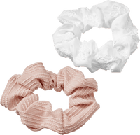 Scrunchies Stickerei, rosa/weiß, 2 St