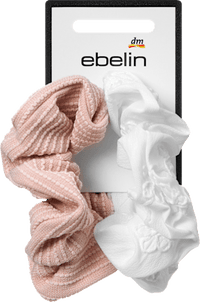 ebelin Scrunchies Stickerei, rosa/weiß, 2 St