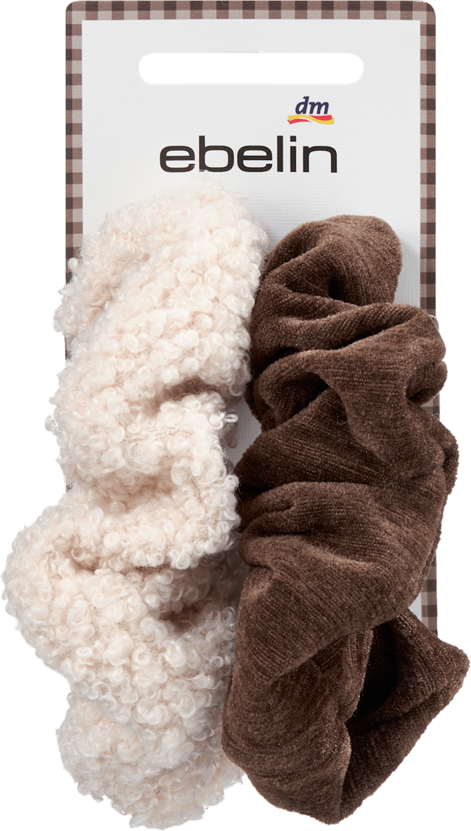 Scrunchies Teddystoff & Cord, beige/braun, 2 St