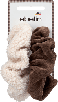 Scrunchies Teddystoff & Cord, beige/braun, 2 St